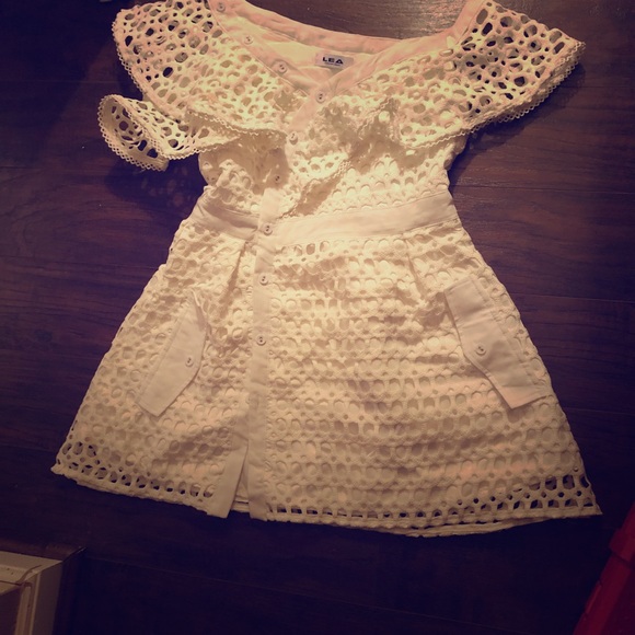 White Ruffle Mini Dress/S - Picture 2 of 6